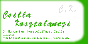 csilla kosztolanczi business card